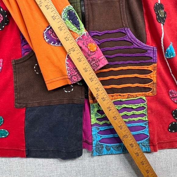 Boho Patchwork Hoodie Jacket‎ Women L Cotton Embroidered Festival Hippie Nepal - Picture 8 of 10